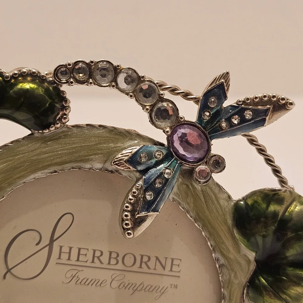 Sherborne Frame Company Jeweled Dragonfly Lily Pad Round 3x3 Picture Frame